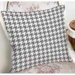 - 8697 - Realhomes  Beyaz Zeminli Gri Ekose Desenli Dijital Baskılı Modern Yastık Kırlent Kılıfı Realhomes