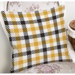 - 8700 - Realhomes Beyaz Zemin Üzerinde Siyah Sarı Ekose Desenli Dijital Baskılı Modern Yastık Kılıfı Realhomes