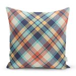 - 8704 - Realhomes Renkli Zemin Üzerinde Pastel Renkli Ekose Desenli Modern Yastık Kırlent Kılıfı Realhomes
