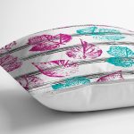 Beyaz Zeminli Renkli Yaprak Desenli Dijital Baskılı Modern Yastık Kırlent Kılıfı Realhomes