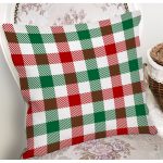Beyaz Zemin Üzerinde Bordo Ve Yeşil Ekose Desenli Modern Yastık Kırlent Kılıfı Realhomes