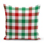 Beyaz Zemin Üzerinde Bordo Ve Yeşil Ekose Desenli Modern Yastık Kırlent Kılıfı Realhomes