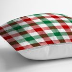 Beyaz Zemin Üzerinde Bordo Ve Yeşil Ekose Desenli Modern Yastık Kırlent Kılıfı Realhomes