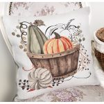 - 8709 - Realhomes Beyaz Zemin Üzerinde Renkli Balkabağı Desenli Dijital Baskılı Modern Yastık Kılıfı Realhomes