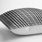 Beyaz Zeminli Siyah Ekose Desenli Dijital Baskılı Modern Yastık Kırlent Kılıfı Realhomes