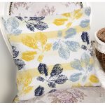 Beyaz Zeminli Renkli Yaprak Desenli Dijital Baskılı Modern Yastık Kırlent Kılıfı Realhomes