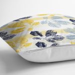 Beyaz Zeminli Renkli Yaprak Desenli Dijital Baskılı Modern Yastık Kırlent Kılıfı Realhomes