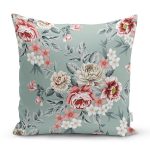 - 8712 - Realhomes Rengarenk Zemin Üzerinde Çiçek Desenli Dijital Baskılı Modern Yastık Kırlent Kılıfı Realhomes