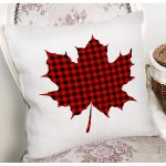 Beyaz Zemin Üzerinde Ekose Desenli Yaprak Yastık Kırlent Kılıfı Realhomes