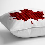 Beyaz Zemin Üzerinde Ekose Desenli Yaprak Yastık Kırlent Kılıfı Realhomes