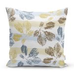 Beyaz Zeminli Renkli Yaprak Desenli Dijital Baskılı Modern Yastık Kırlent Kılıfı Realhomes