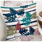 Beyaz Zemin Üzerinde Pastel Renkli Yaprak Desenli Modern Yastık Kırlent Kılıfı Realhomes