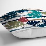 Beyaz Zemin Üzerinde Pastel Renkli Yaprak Desenli Modern Yastık Kırlent Kılıfı Realhomes