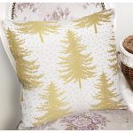 Beyaz Zemin Üzerinde Gold Renkli Çam Ağacı Desenli Modern Yastık Kırlent Kılıfı Realhomes
