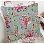 Pastel Zeminli Yılbaşı Çorabı Desenli Dijital Baskılı Modern Yastık Kırlent Kılıfı Realhomes