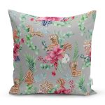 Pastel Zeminli Yılbaşı Çorabı Desenli Dijital Baskılı Modern Yastık Kırlent Kılıfı Realhomes