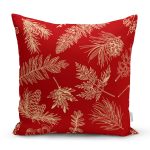 - 8725 - Realhomes Renkli Zemin Üzerinde Yaprak Desenli Dijital Baskılı Modern Yastık Kırlent Kılıfı Realhomes