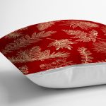 - 8725 - Realhomes Renkli Zemin Üzerinde Yaprak Desenli Dijital Baskılı Modern Yastık Kırlent Kılıfı Realhomes