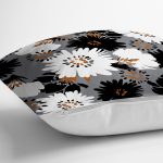 Rengarenk Zemin Üzerinde Siyah Beyaz Çiçek Desenli Modern Yastık Kırlent Kılıfı Realhomes