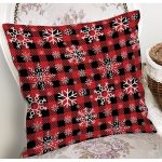 - 8732 - Realhomes  Kırmızı Ekose Desenli Kartanesi Motifli Dijital Baskılı Modern Yastık Kılıfı Realhomes