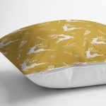 - 8737 - Realhomes Renkli Zemin Üzerinde Geyik Desenli Dijital Baskılı Modern Yastık Kırlent Kılıfı Realhomes