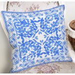 Beyaz Zemin Üzerinde Çini Desenli Dijital Baskılı Modern Yastık Kırlent Kılıfı Realhomes