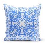 Beyaz Zemin Üzerinde Çini Desenli Dijital Baskılı Modern Yastık Kırlent Kılıfı Realhomes