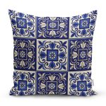 Pastel Zemin Üzerinde Çini Desenli Dijital Baskılı Modern Yastık Kırlent Kılıfı Realhomes