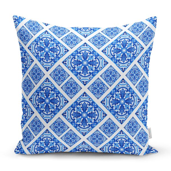 - 8756 - Realhomes  Renkli Zeminli Geometrik Desenli Dijital Baskılı Modern Yastık Kırlent Kılıfı Realhomes