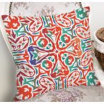 - 8760 - Realhomes Beyaz Zemin Üzerinde Çini Desenli Dijital Baskılı Modern Yastık Kırlent Kılıfı Realhomes