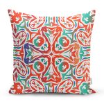 - 8760 - Realhomes Beyaz Zemin Üzerinde Çini Desenli Dijital Baskılı Modern Yastık Kırlent Kılıfı Realhomes