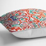 - 8760 - Realhomes Beyaz Zemin Üzerinde Çini Desenli Dijital Baskılı Modern Yastık Kırlent Kılıfı Realhomes