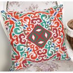 - 8762 - Realhomes Beyaz Zemin Üzerinde Çini Desenli Dijital Baskılı Modern Yastık Kırlent Kılıfı Realhomes