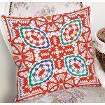 - 8766 - Realhomes Beyaz Zemin Üzerinde Çini Desenli Dijital Baskılı Modern Yastık Kırlent Kılıfı Realhomes