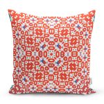 - 8768 - Realhomes Beyaz Zemin Üzerinde Çini Desenli Dijital Baskılı Modern Yastık Kırlent Kılıfı Realhomes