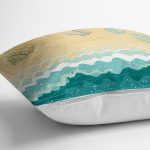 - 8780 - Realhomes Renkli Zeminli Deniz Kabuğu Desenli Dijital Baskılı Modern Yastık Kırlent Kılıfı Realhomes