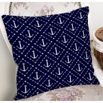 Renkli Zemin Üzerinde Modern Çapa Desenli Yastık Kırlent Kılıfı Realhomes