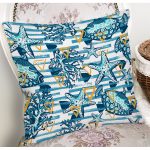 - 8782 - Realhomes Beyaz Zeminli Deniz Yıldızı Desenli Dijital Baskılı Modern Yastık Kırlent Kılıfı Realhomes