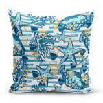 - 8782 - Realhomes Beyaz Zeminli Deniz Yıldızı Desenli Dijital Baskılı Modern Yastık Kırlent Kılıfı Realhomes