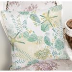 - 8784 - Realhomes  Beyaz Zeminli Deniz Yıldızı Desenli Dijital Baskılı Modern Yastık Kırlent Kılıfı Realhomes