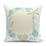 - 8785 - Realhomes Beyaz Zeminli Deniz Yıldızı Desenli Dijital Baskılı Modern Yastık Kırlent Kılıfı Realhomes