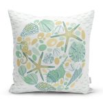 - 8787 - Realhomes Beyaz Zeminli Deniz Yıldızı Desenli Dijital Baskılı Modern Yastık Kırlent Kılıfı Realhomes