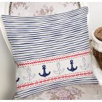 Beyaz Zemin Üzerinde Renkli Çizgili Çapa Desenli Modern Yastık Kırlent Kılıfı Realhomes