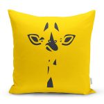 Renkli Zemin Üzerinde Onedraw Çizimli Zurafa Silüeti Yastık Kırlent Kılıfı Realhomes