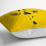 Renkli Zemin Üzerinde Onedraw Çizimli Zurafa Silüeti Yastık Kırlent Kılıfı Realhomes