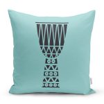 - 8801 - Realhomes Renkli Zemin Üzerinde Onedraw Çizimli Kupa Desenli Modern Yastık Kırlent Kılıfı Realhomes