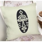 - 8803 - Realhomes Renkli Zemin Üzerinde Onedraw Çizimli Yerli Silüeti Yastık Kırlent Kılıfı Realhomes