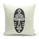 - 8803 - Realhomes Renkli Zemin Üzerinde Onedraw Çizimli Yerli Silüeti Yastık Kırlent Kılıfı Realhomes