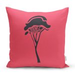 - 8804 - Realhomes Renkli Zemin Üzerinde Onedraw Çizimli Ağaç Desenli Modern Yastık Kırlent Kılıfı Realhomes