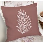 - 8809 - Realhomes  Renkli Zemin Üzerinde Yaprak Desenli Dijital Baskılı Modern Yastık Kırlent Kılıfı Realhomes